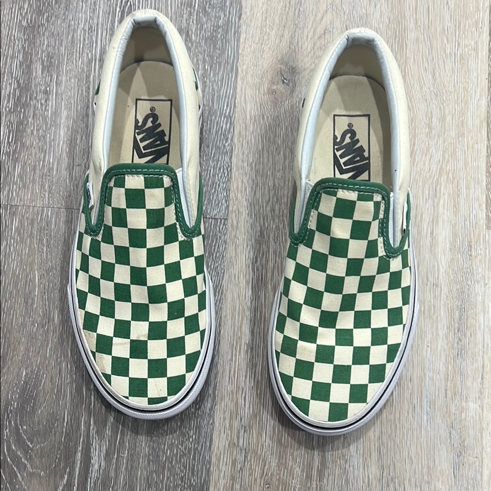 Vans Green Checkered Slip-On Vans